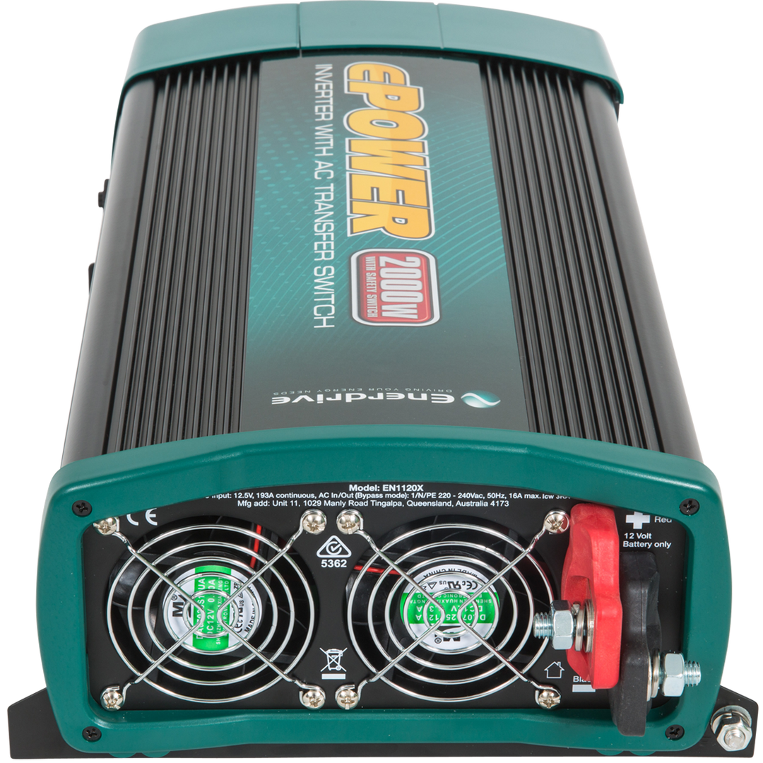 ePOWER 2000w 12v True Sine Wave Inverter w/AC Transfer & Safety Switch