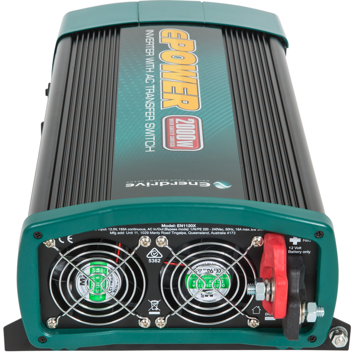 ePOWER 2000w 12v True Sine Wave Inverter w/AC Transfer & Safety Switch